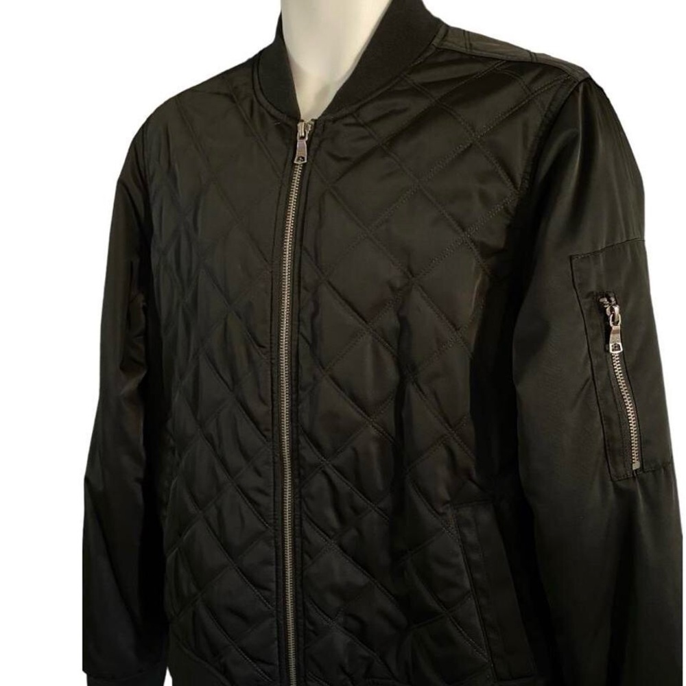 Banana Republic Mens Black Bomber Jacket Quilted Size XL